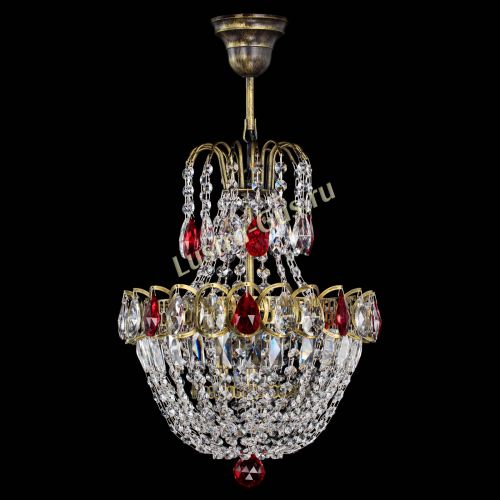 Люстра Астра №1 с подвесом под бронзу Красная в Кирове Гусь Хрустальный