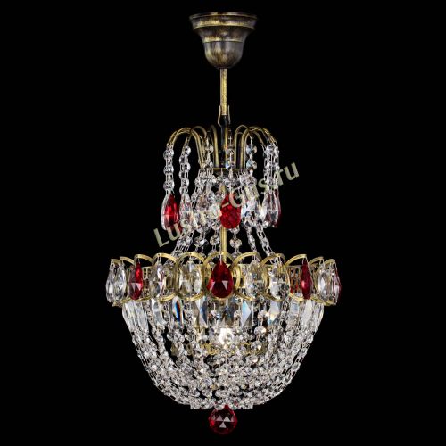 Люстра Астра №1 с подвесом под бронзу Красная в Кирове Гусь Хрустальный