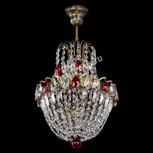 Люстра Астра №1 с подвесом под бронзу Красная в Кирове Гусь Хрустальный