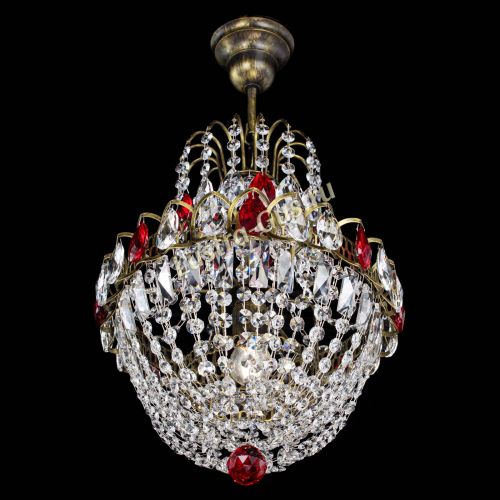 Люстра Астра №1 с подвесом под бронзу Красная в Кирове Гусь Хрустальный