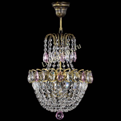 Люстра Астра №1 с подвесом под бронзу Розовая в Кирове Гусь Хрустальный