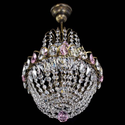 Люстра Астра №1 с подвесом под бронзу Розовая в Кирове Гусь Хрустальный