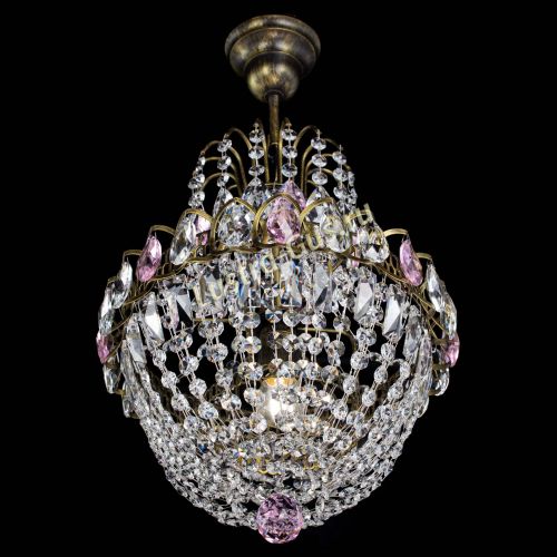 Люстра Астра №1 с подвесом под бронзу Розовая в Кирове Гусь Хрустальный