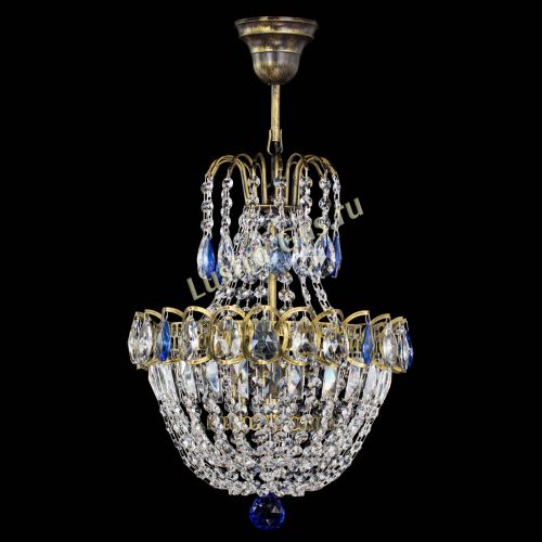 Люстра Астра №1 с подвесом под бронзу Синяя в Кирове Гусь Хрустальный