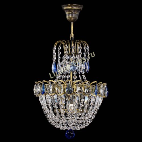 Люстра Астра №1 с подвесом под бронзу Синяя в Кирове Гусь Хрустальный
