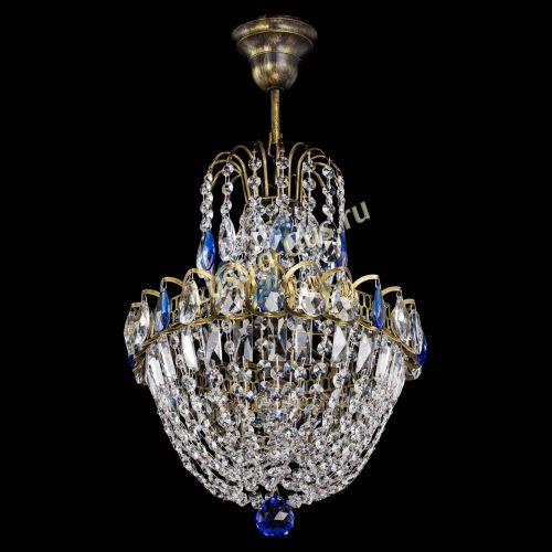 Люстра Астра №1 с подвесом под бронзу Синяя в Кирове Гусь Хрустальный