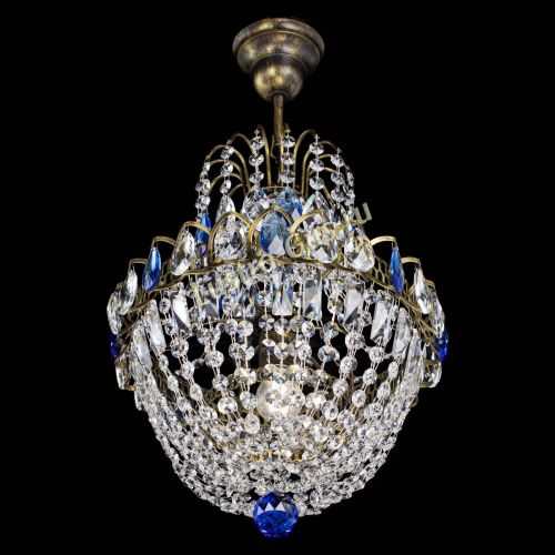 Люстра Астра №1 с подвесом под бронзу Синяя в Кирове Гусь Хрустальный