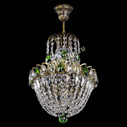 Люстра Астра №1 с подвесом под бронзу Зеленая в Кирове Гусь Хрустальный