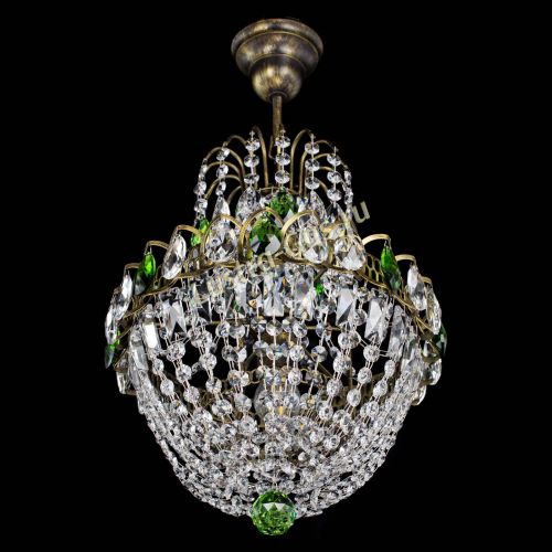 Люстра Астра №1 с подвесом под бронзу Зеленая в Кирове Гусь Хрустальный