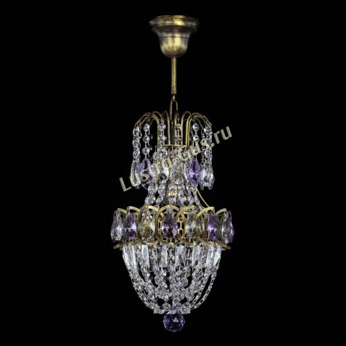 Люстра Астра №1 узкая фиолетовая под бронзу в Кирове Гусь Хрустальный