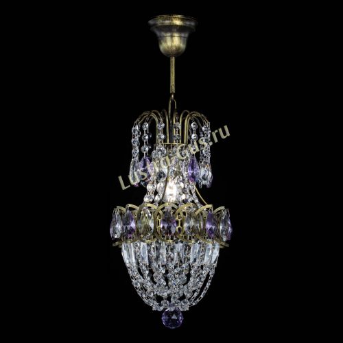 Люстра Астра №1 узкая фиолетовая под бронзу в Кирове Гусь Хрустальный