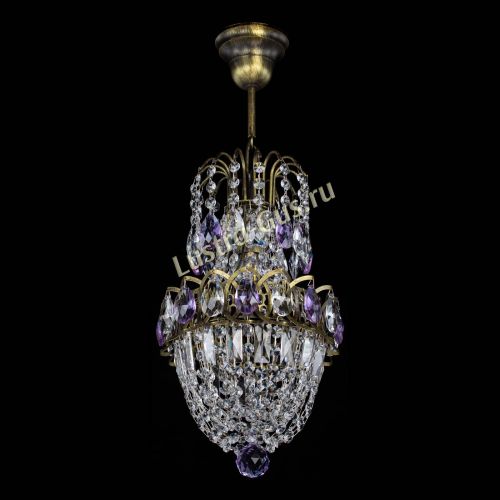 Люстра Астра №1 узкая фиолетовая под бронзу в Кирове Гусь Хрустальный