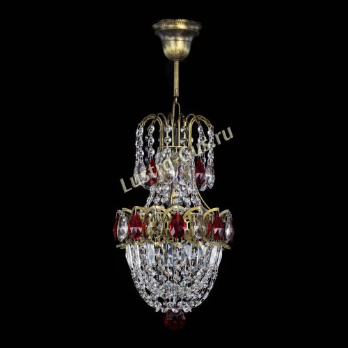 Люстра Астра №1 узкая красная под бронзу в Кирове Гусь Хрустальный