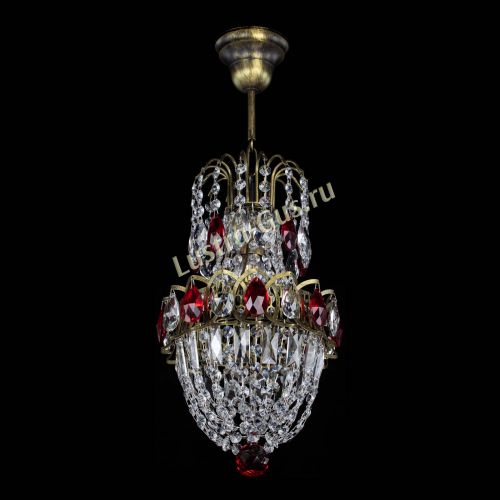 Люстра Астра №1 узкая красная под бронзу в Кирове Гусь Хрустальный