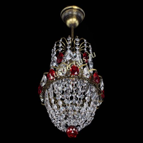 Люстра Астра №1 узкая красная под бронзу в Кирове Гусь Хрустальный