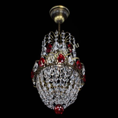 Люстра Астра №1 узкая красная под бронзу в Кирове Гусь Хрустальный