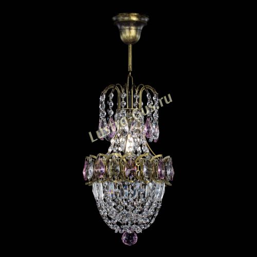 Люстра Астра №1 узкая розовая под бронзу в Кирове Гусь Хрустальный