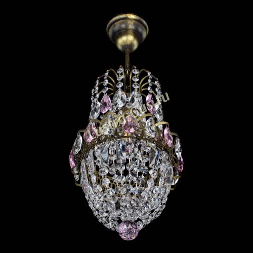 Люстра Астра №1 узкая розовая под бронзу в Кирове Гусь Хрустальный