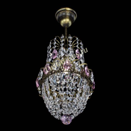 Люстра Астра №1 узкая розовая под бронзу в Кирове Гусь Хрустальный