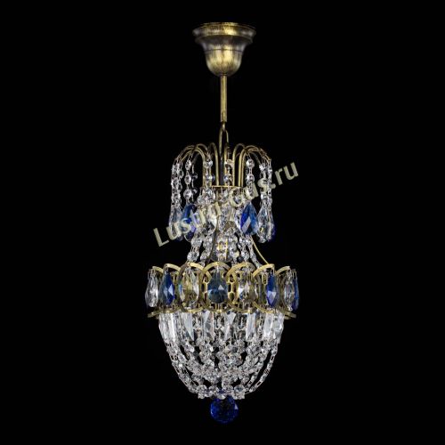 Люстра Астра №1 узкая синяя под бронзу в Кирове Гусь Хрустальный