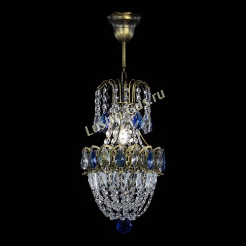Люстра Астра №1 узкая синяя под бронзу в Кирове Гусь Хрустальный
