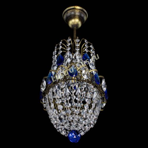 Люстра Астра №1 узкая синяя под бронзу в Кирове Гусь Хрустальный