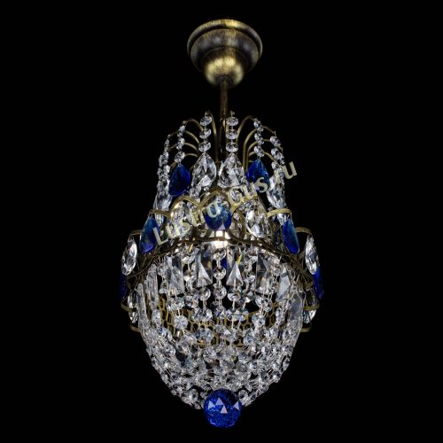 Люстра Астра №1 узкая синяя под бронзу в Кирове Гусь Хрустальный