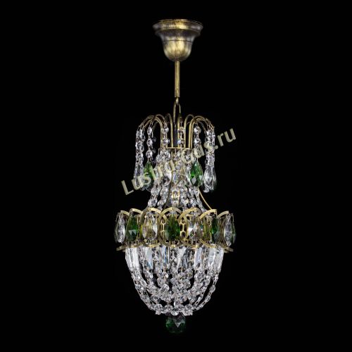 Люстра Астра №1 узкая зеленая под бронзу в Кирове Гусь Хрустальный
