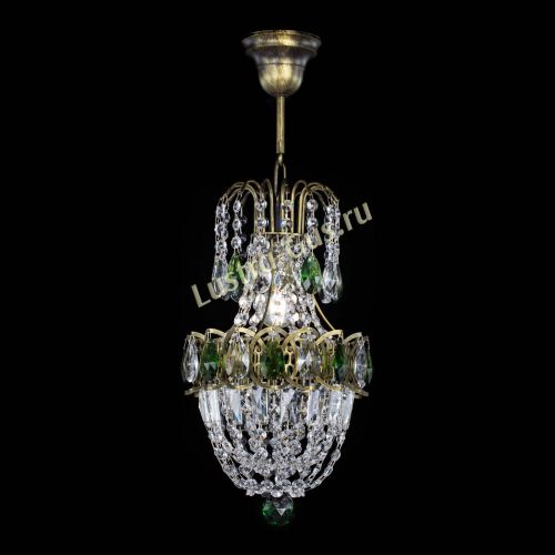 Люстра Астра №1 узкая зеленая под бронзу в Кирове Гусь Хрустальный