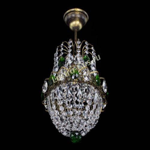 Люстра Астра №1 узкая зеленая под бронзу в Кирове Гусь Хрустальный