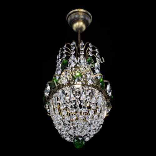 Люстра Астра №1 узкая зеленая под бронзу в Кирове Гусь Хрустальный