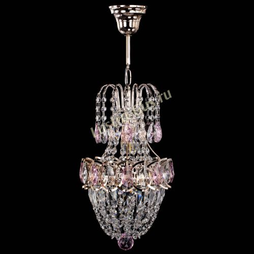 Люстра Астра №1 узкая розовая в Кирове Гусь Хрустальный