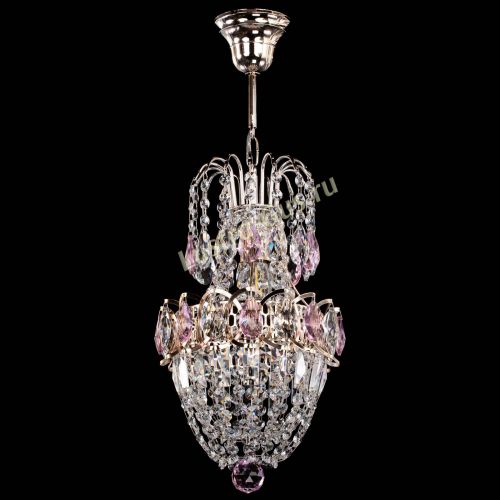 Люстра Астра №1 узкая розовая в Кирове Гусь Хрустальный