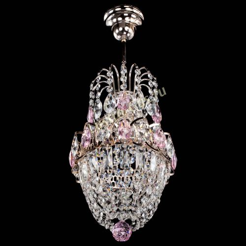 Люстра Астра №1 узкая розовая в Кирове Гусь Хрустальный