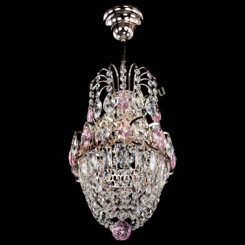 Люстра Астра №1 узкая розовая в Кирове Гусь Хрустальный