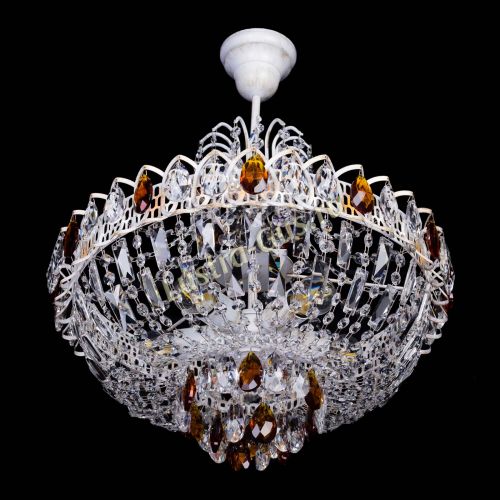 Люстра Астра Белая с подвесом чайная в Кирове Гусь Хрустальный