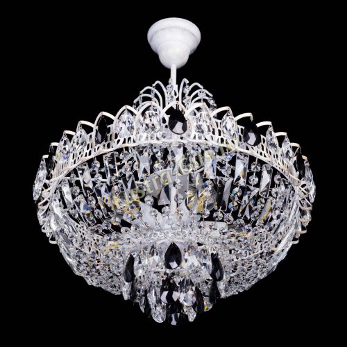 Люстра Астра Белая с подвесом черная в Кирове Гусь Хрустальный