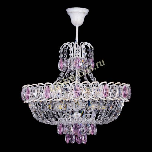 Люстра Астра Белая с подвесом розовая в Кирове Гусь Хрустальный