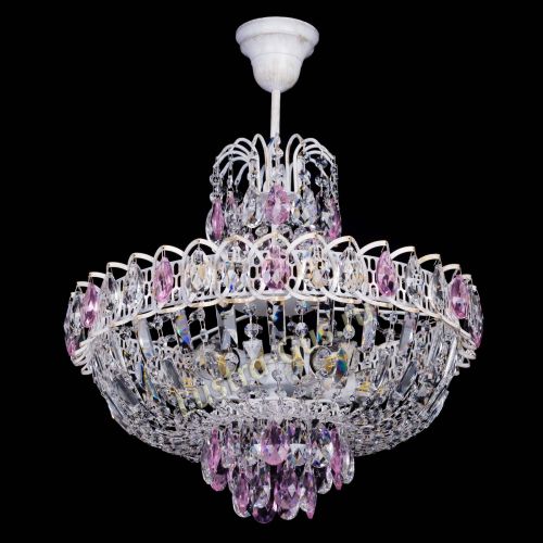 Люстра Астра Белая с подвесом розовая в Кирове Гусь Хрустальный