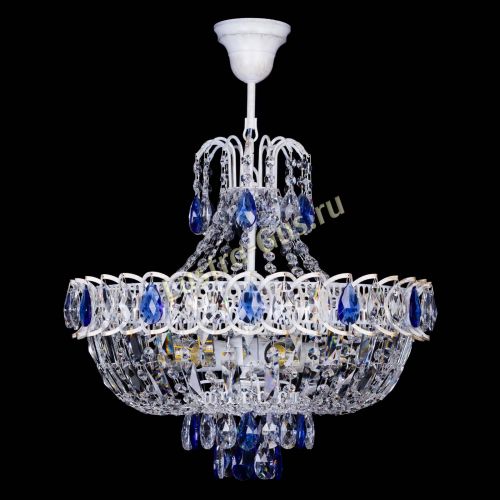 Люстра Астра Белая с подвесом синяя в Кирове Гусь Хрустальный