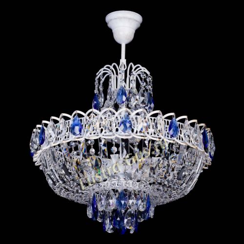Люстра Астра Белая с подвесом синяя в Кирове Гусь Хрустальный