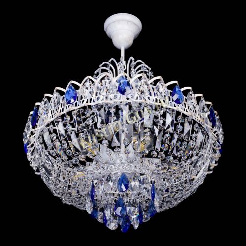 Люстра Астра Белая с подвесом синяя в Кирове Гусь Хрустальный