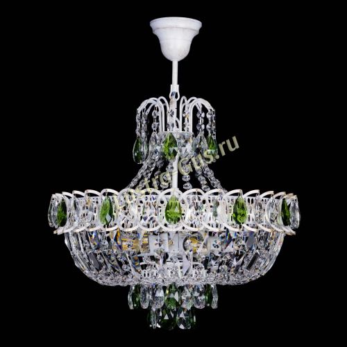 Люстра Астра Белая с подвесом зеленая в Кирове Гусь Хрустальный