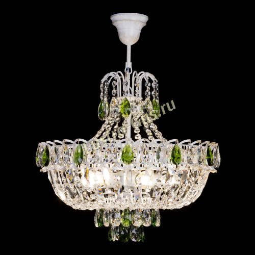 Люстра Астра Белая с подвесом зеленая в Кирове Гусь Хрустальный