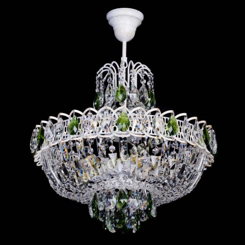 Люстра Астра Белая с подвесом зеленая в Кирове Гусь Хрустальный