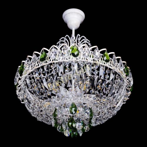 Люстра Астра Белая с подвесом зеленая в Кирове Гусь Хрустальный