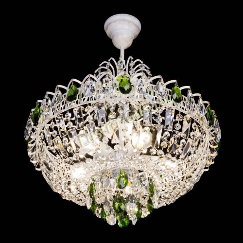 Люстра Астра Белая с подвесом зеленая в Кирове Гусь Хрустальный
