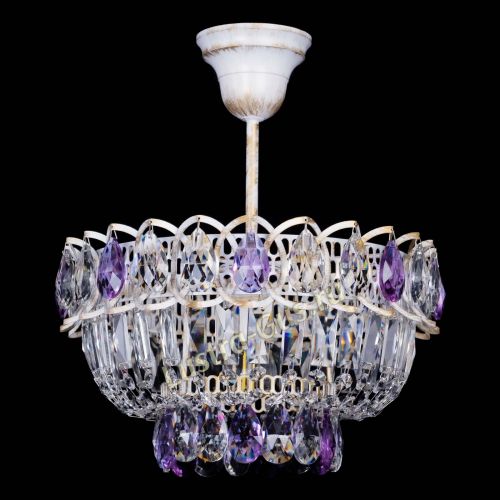 Люстра Астра Бутон №1 Фиолетовая - белая с подвесом в Кирове Гусь Хрустальный