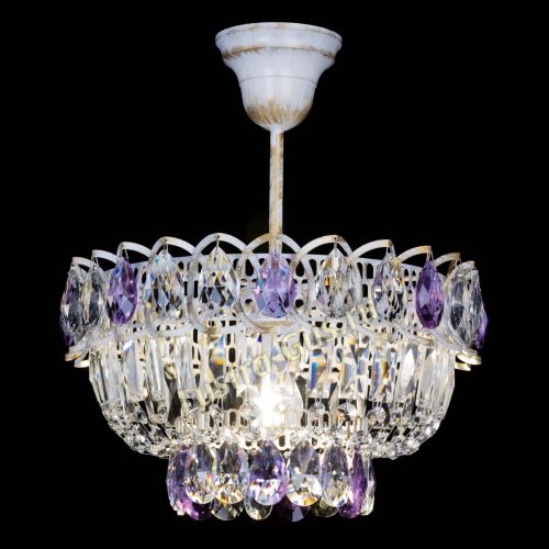 Люстра Астра Бутон №1 Фиолетовая - белая с подвесом в Кирове Гусь Хрустальный