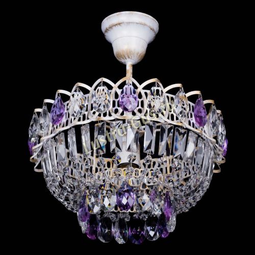 Люстра Астра Бутон №1 Фиолетовая - белая с подвесом в Кирове Гусь Хрустальный